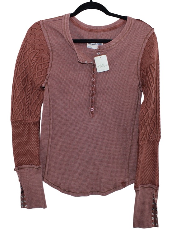 We The Free Tops - We The Free Twisted Cable Cuff Henley - Caramel Cafe